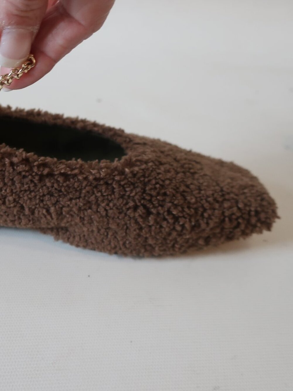 Women Maria Luca Chocolate Square Toe Teddy Eco Fur Augusta Ballet Flats 37 US/6 - Picture 13 of 16